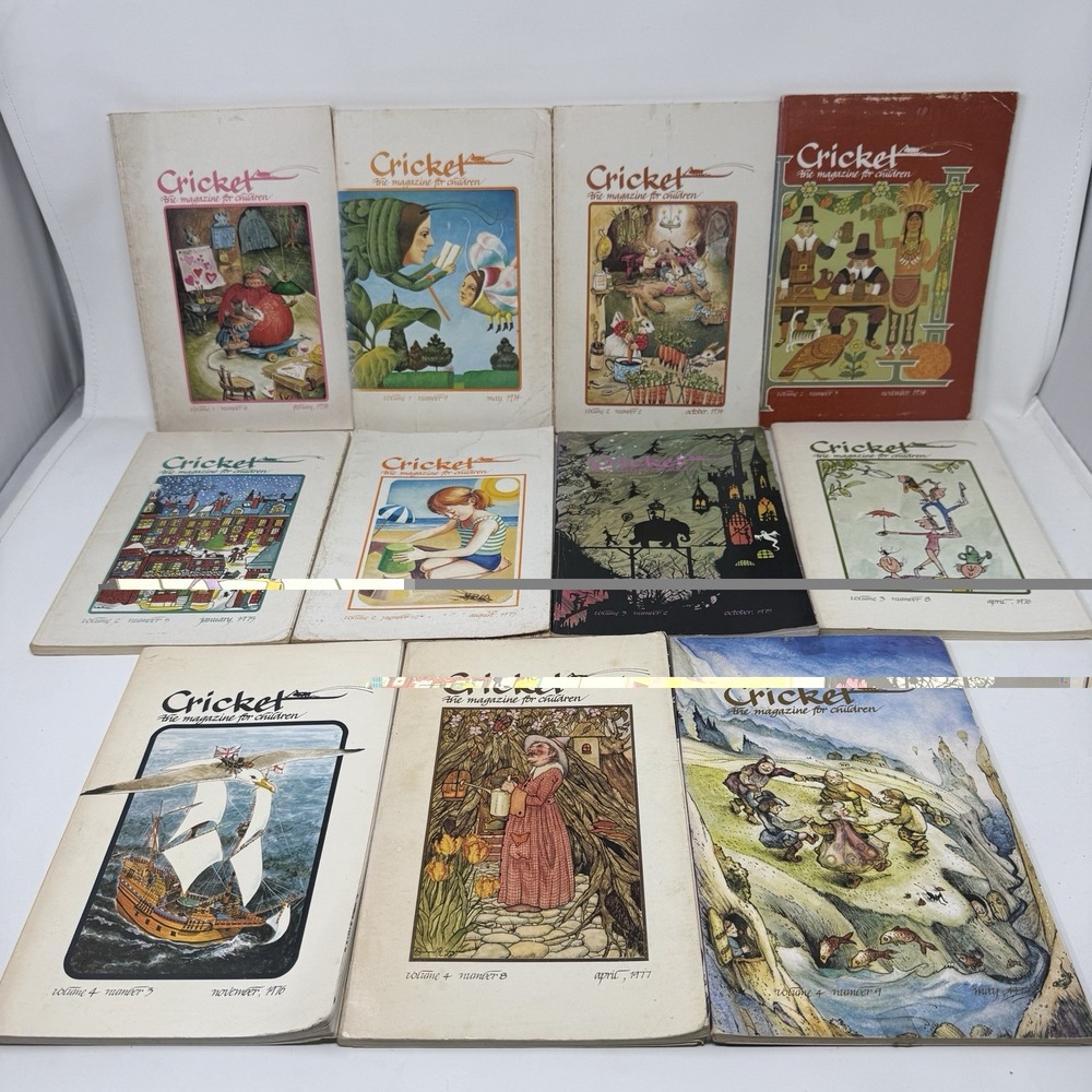 Cricket Magazine for Children Illustrated 1970s Vintage Lit 11 Issues!